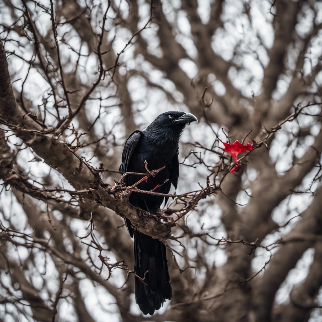 Yggdrasil Tree Raven: A Sharp Focus Photograph