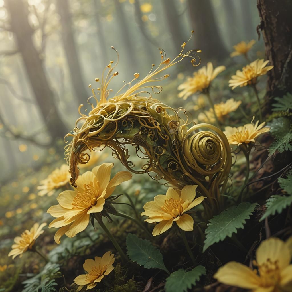 Macro Photo of Yellow Flower in Fauvist Style