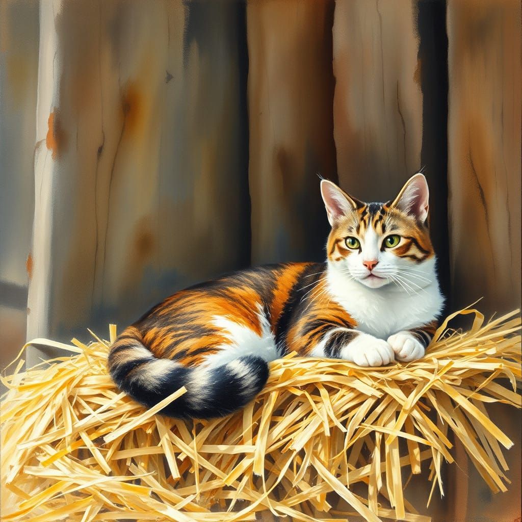 Epic Barn Cat in Impressionist Masterpiece Style