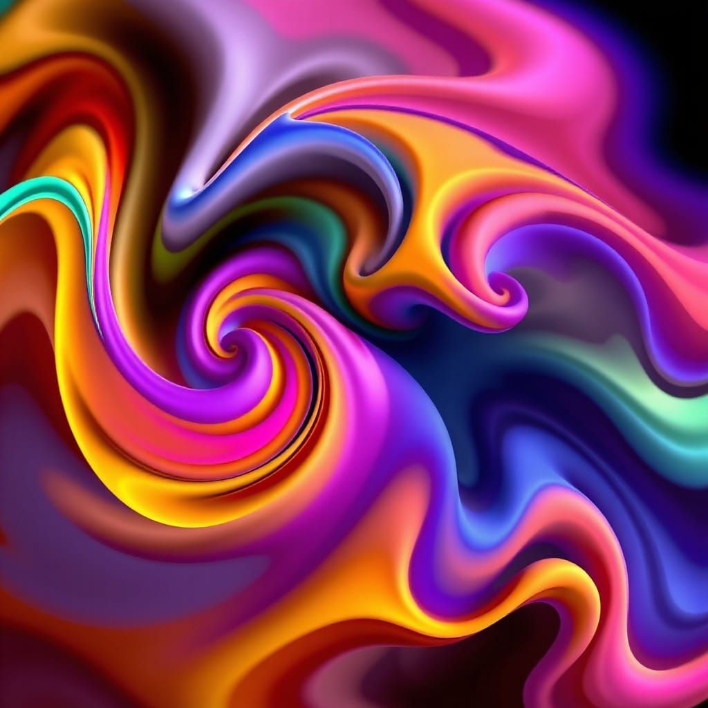 Vibrant Swirling Ribbons with Fractal Texture