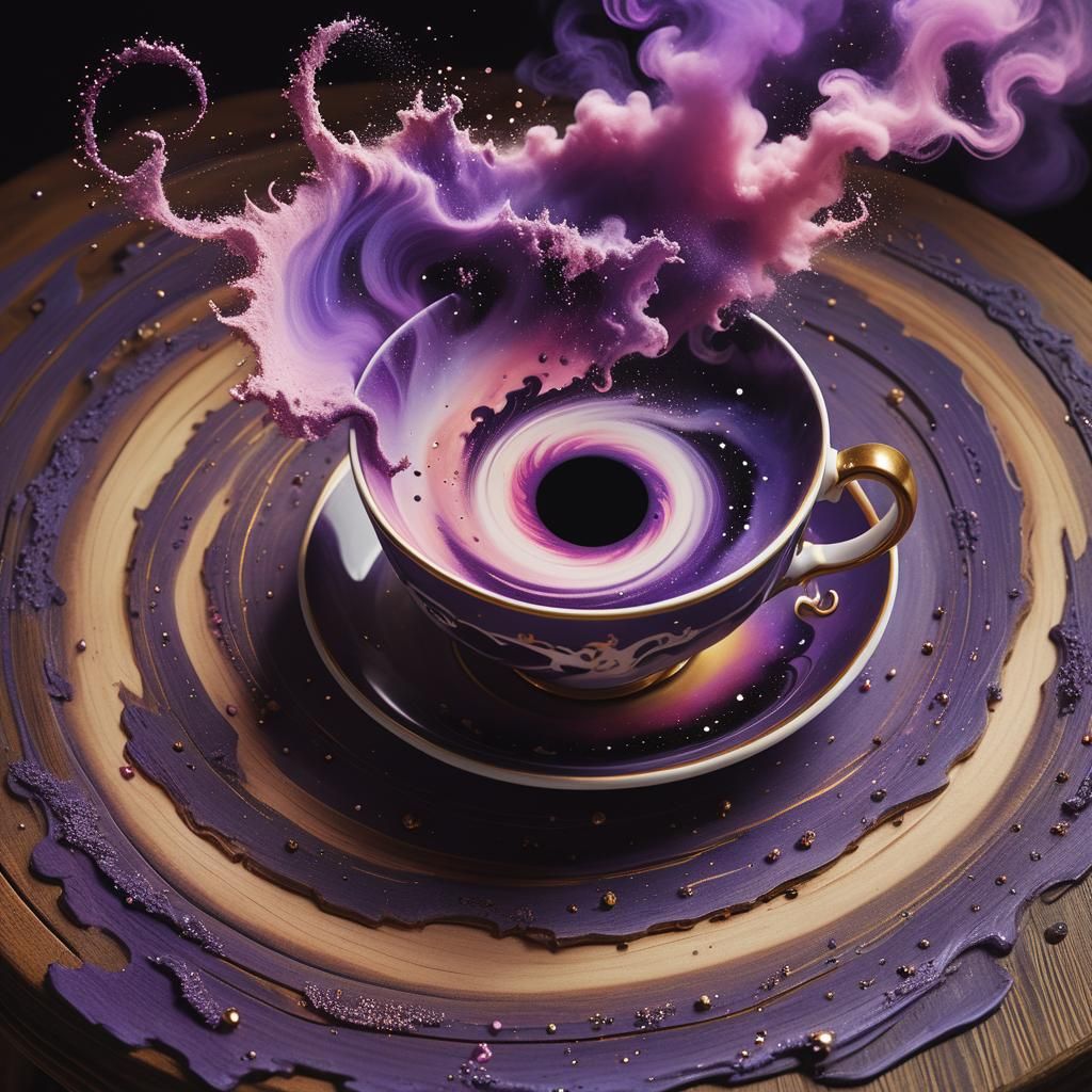 Cosmic Teacup: Surrealism Inspired by Dali and Escher