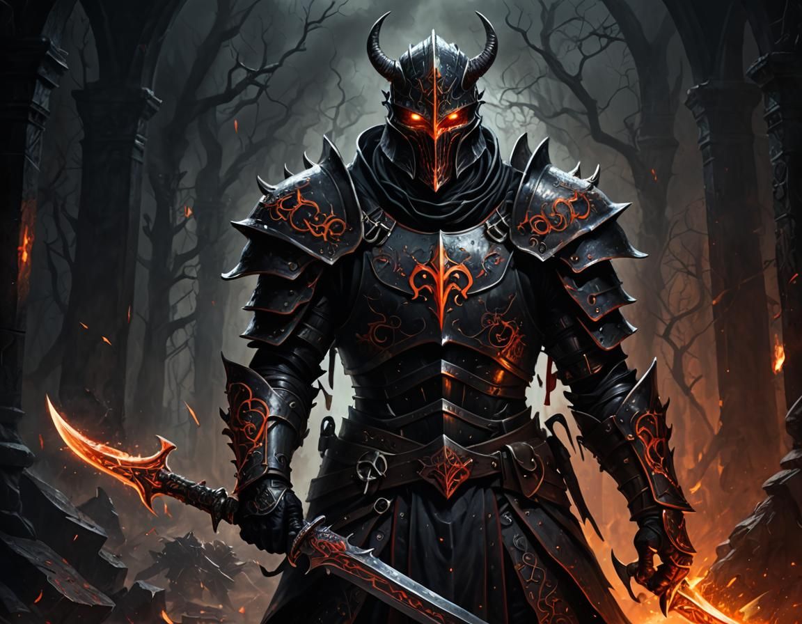 Menacing Dremora Warrior in Dark Fantasy Armor