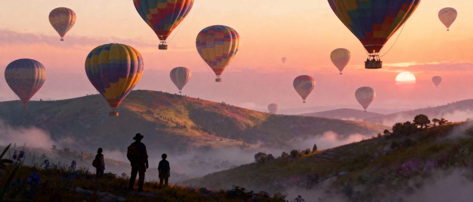 Vibrant Hot Air Balloon Festival at Dawn