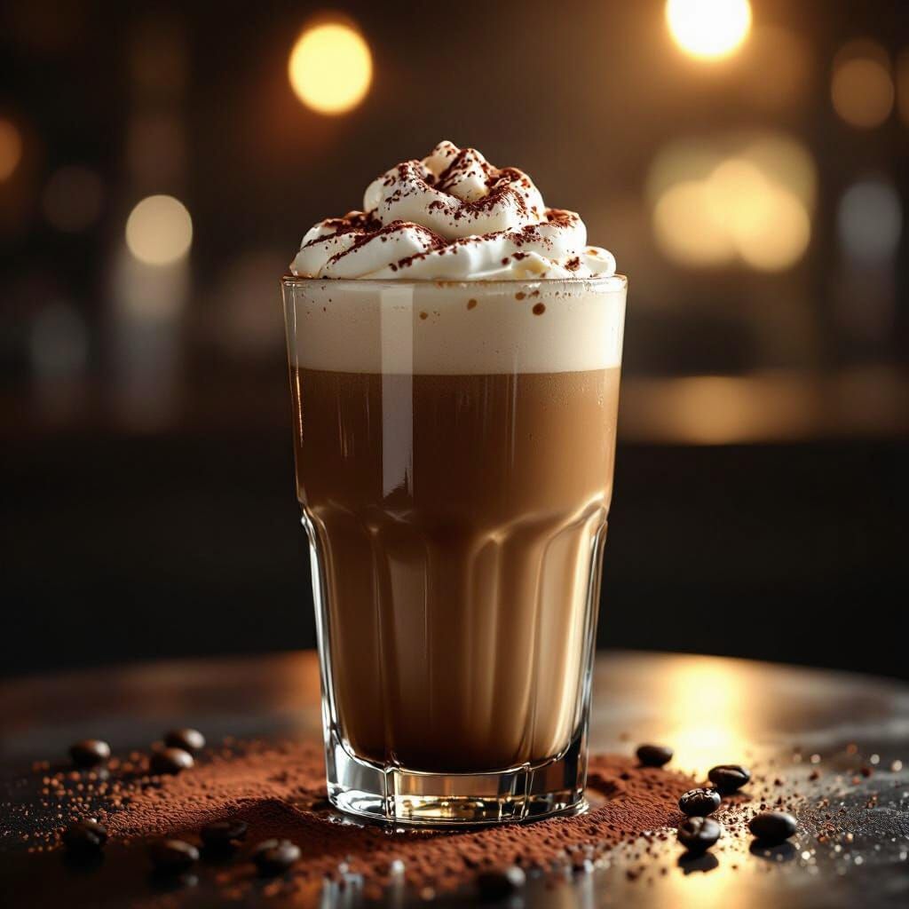 Luxurious Tiramisu Drink in Moody Atmosphere