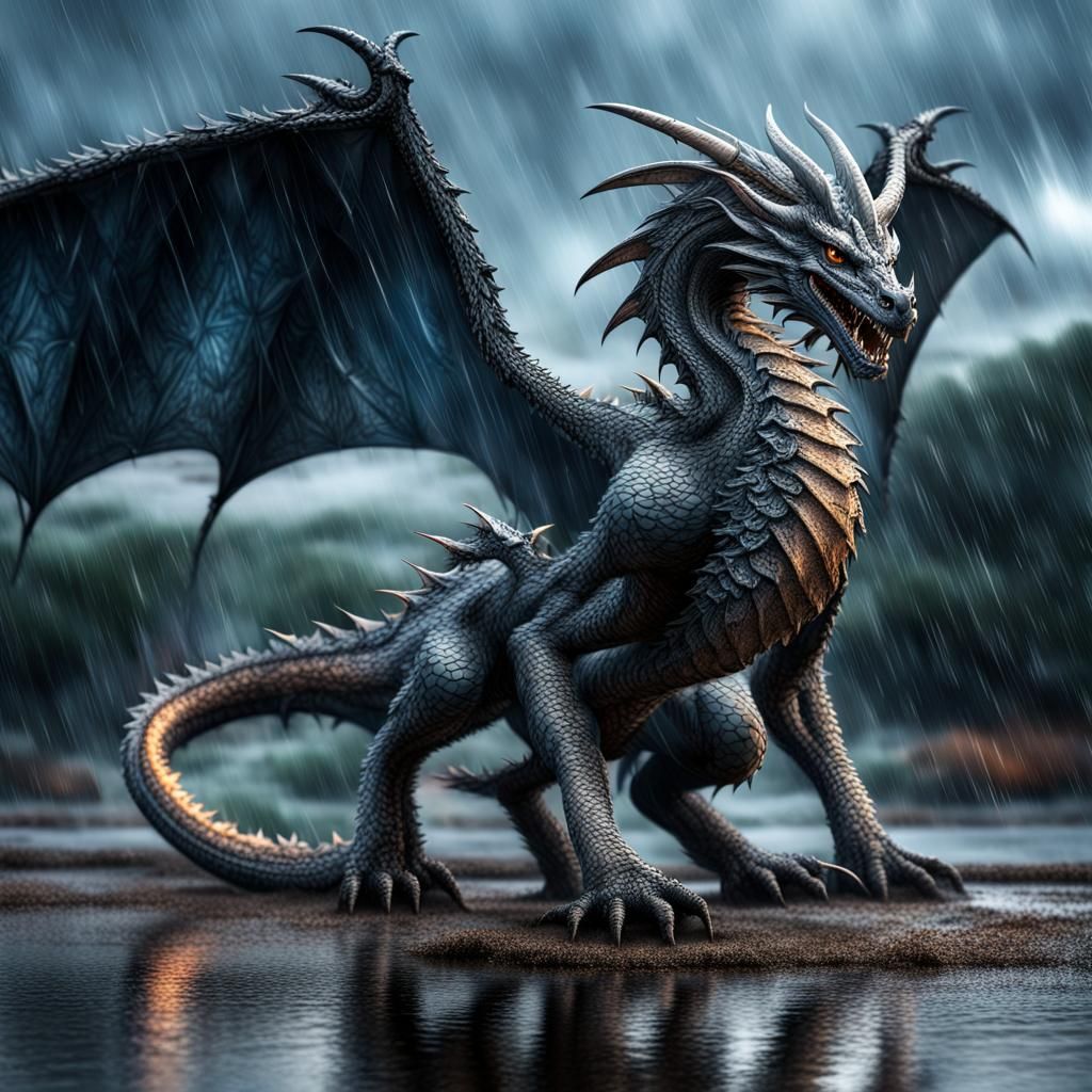 Rain Elemental Winged Dragon in High Definition