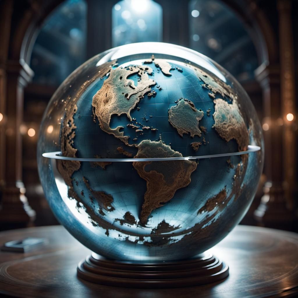 Earth Globe Against Expanding Cosmos