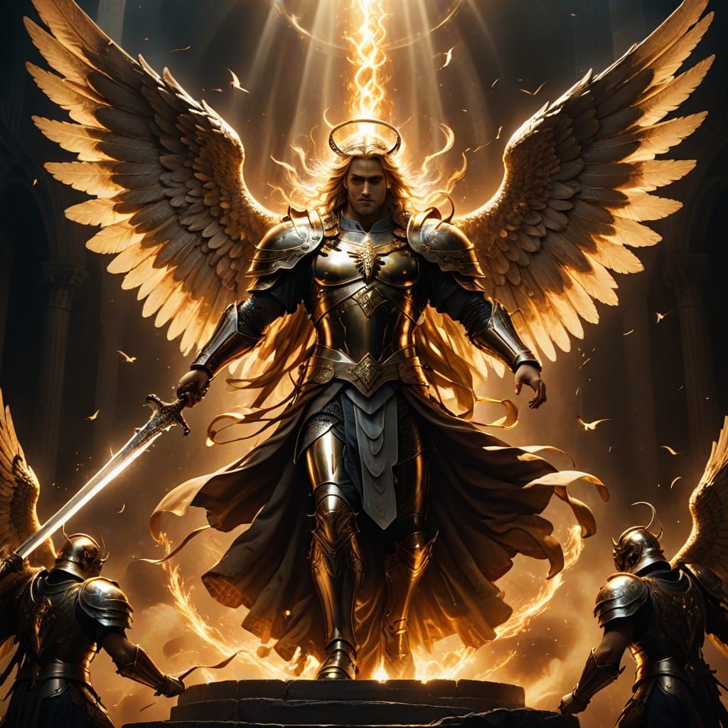 Archangel in Celestial Glory, Confronting Dark Forces