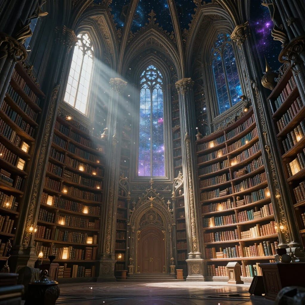 Celestial Mountain Library of Glowing Books