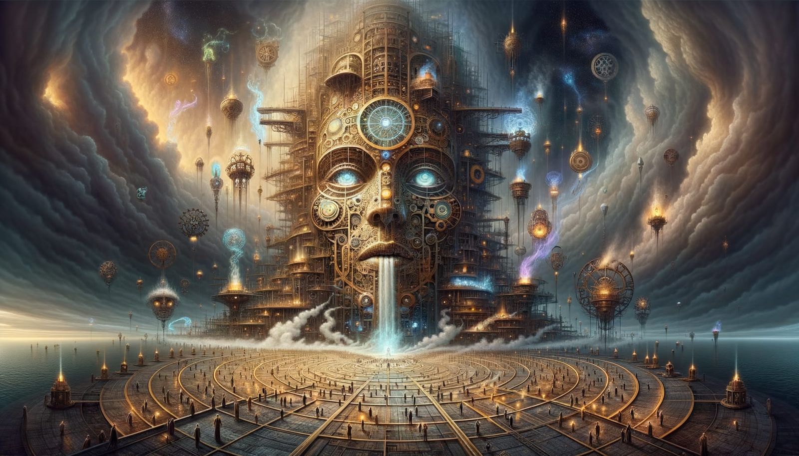 Giant Steampunk Tower Awakens with Magic Artists Below