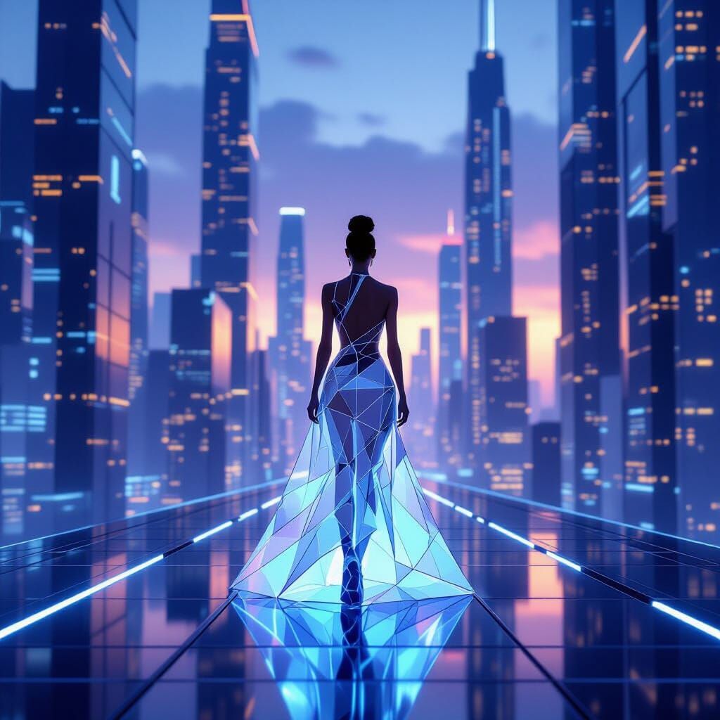 Futuristic Cyberpunk Fashion Show in Neon City