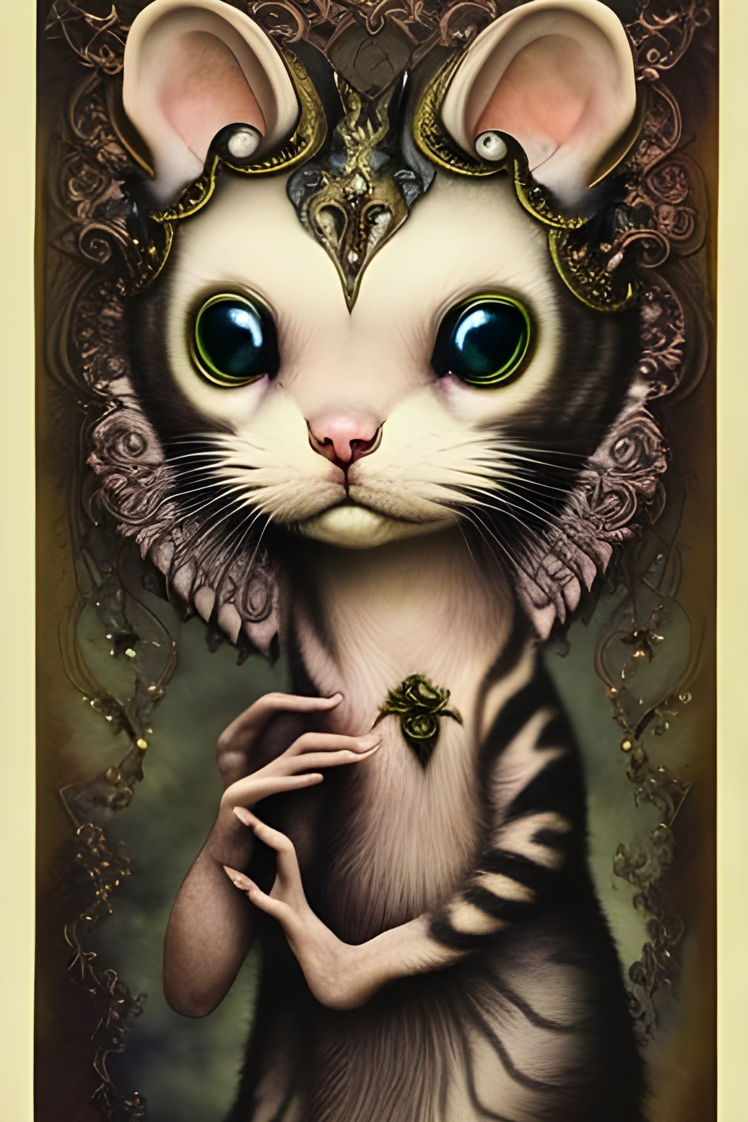 Ornate Watercolor Ferret in Dark Fantasy Style