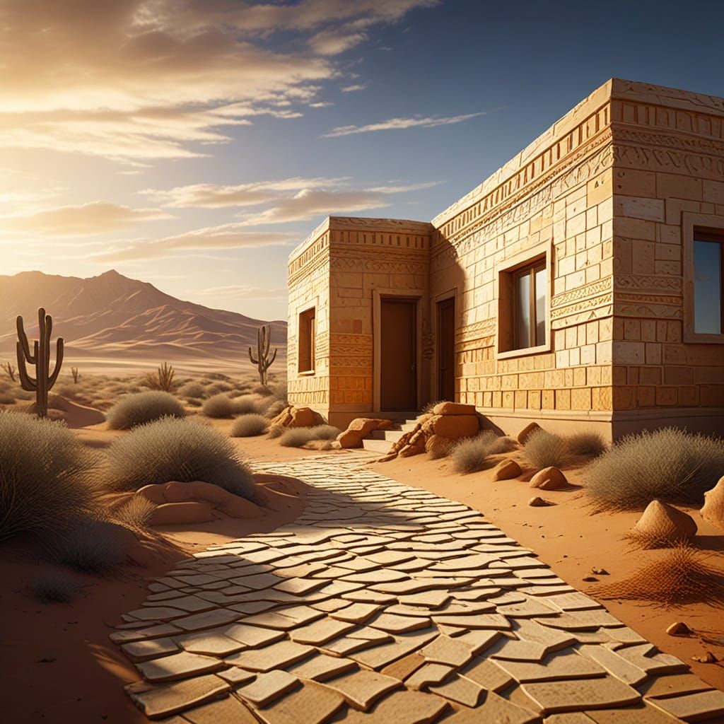 Vibrant Matzo House in a Whimsical Desert