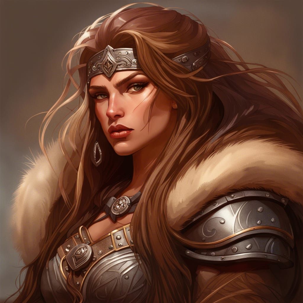 Art Nouveau Barbarian Queen Portrait