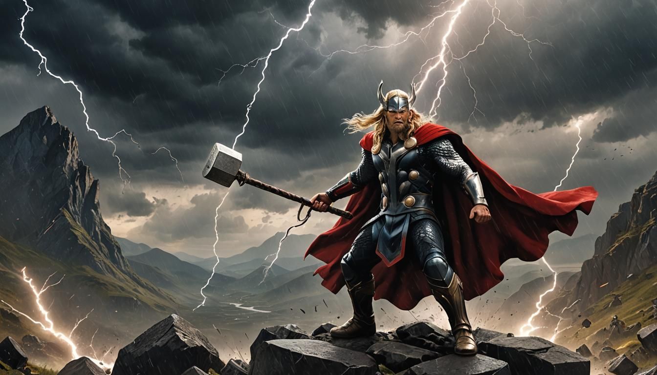 Thor Unleashes Lightning in Epic Battle Scene