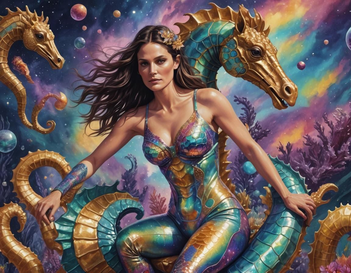 Morgan Webb Rides Seahorse: Holographic Astral Art