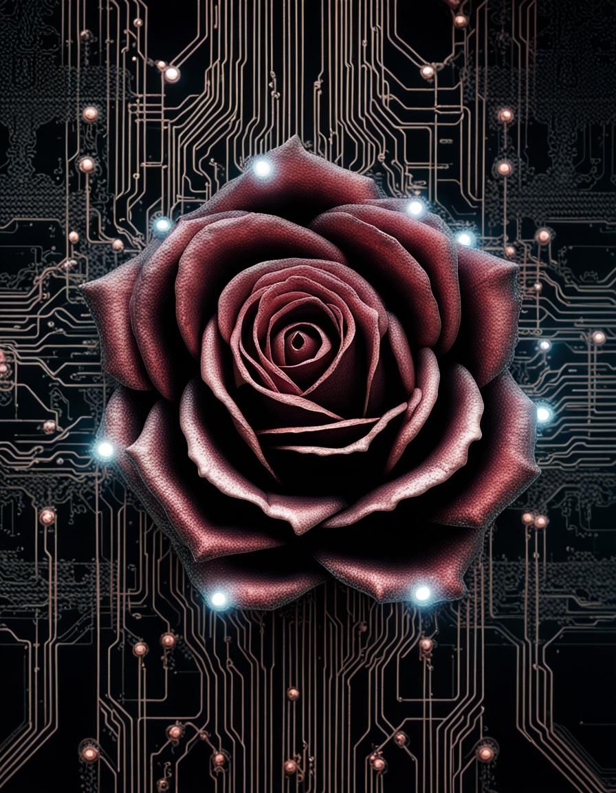 Cybernetic Robotic Rose in Macro Detail
