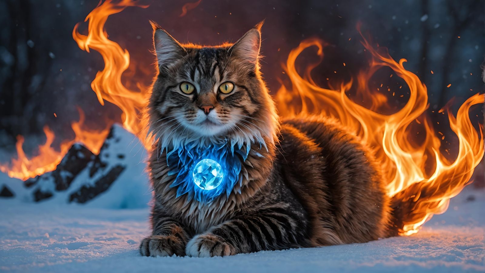 Fiery Icy Cat: A Study in Contrasts