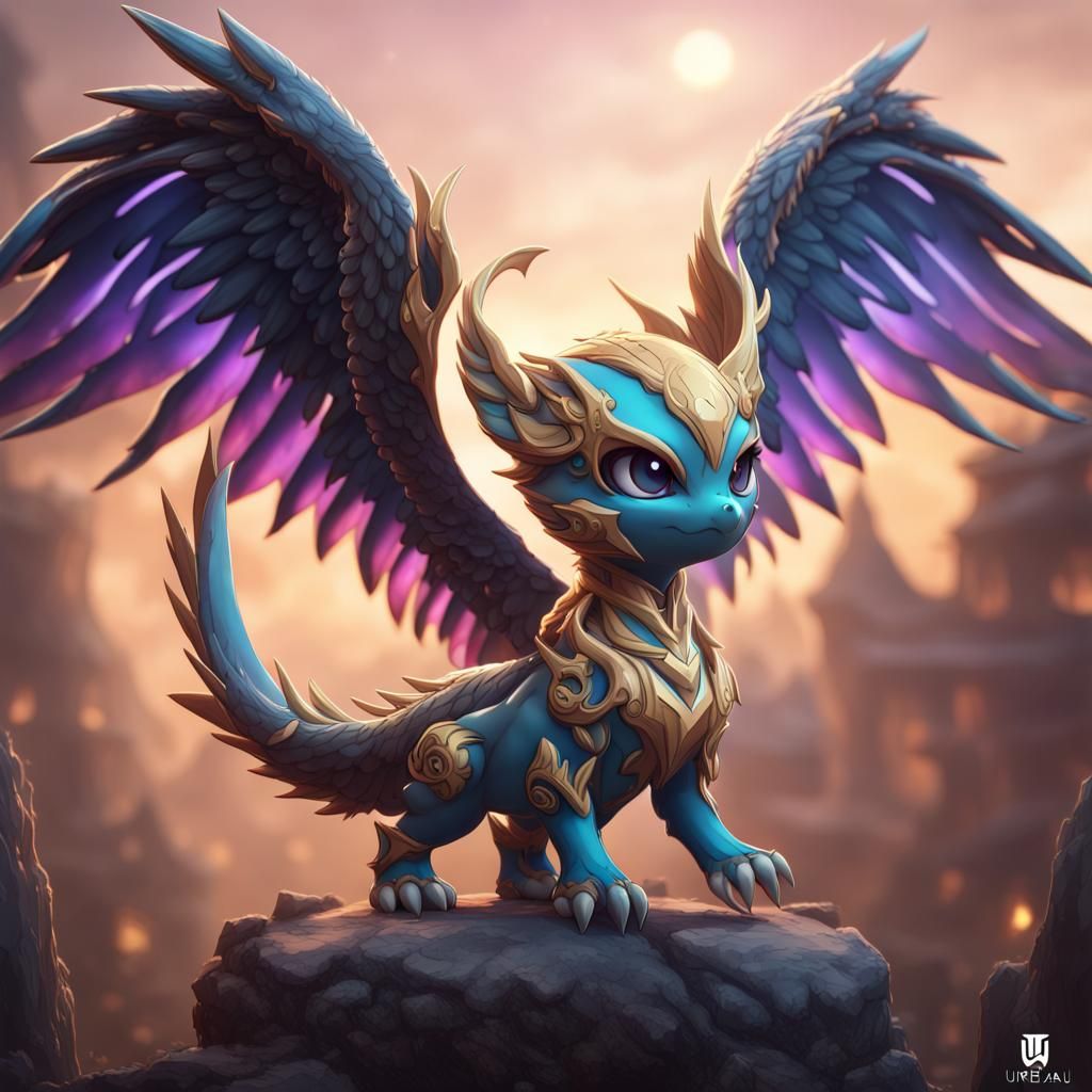 Chibi Seraphim Angel Wyvern: Fantasy Concept Art