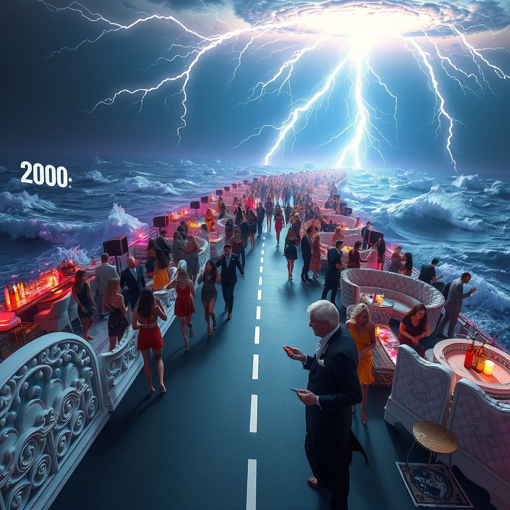 Surreal Ocean Party in Hyperrealistic Style