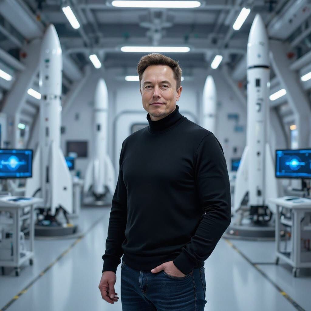 Elon Musk in Futuristic SpaceX Facility