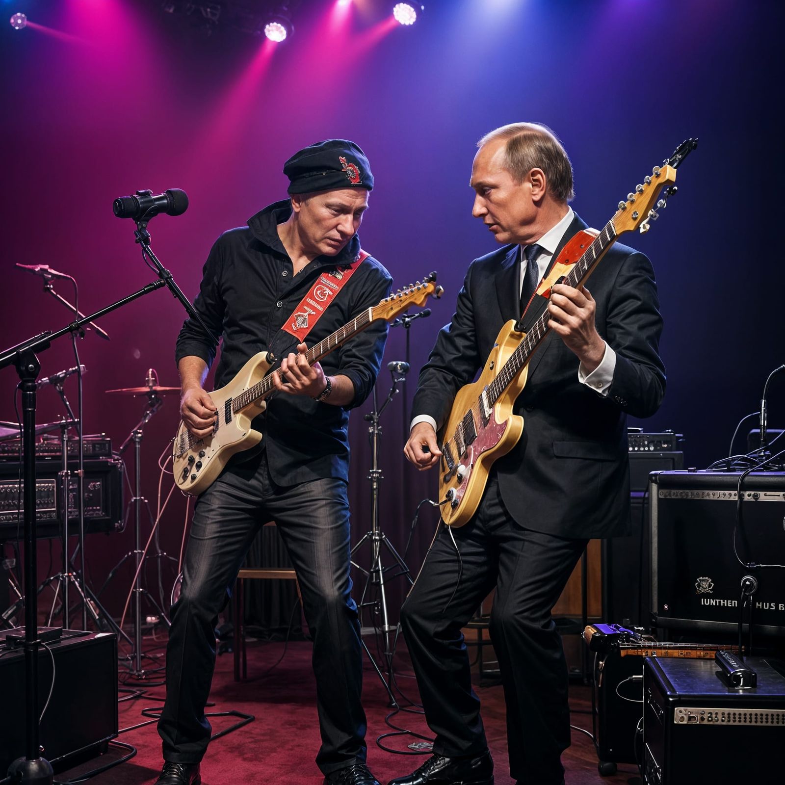 Putin and Zelensky Jamming on Electric Guitars