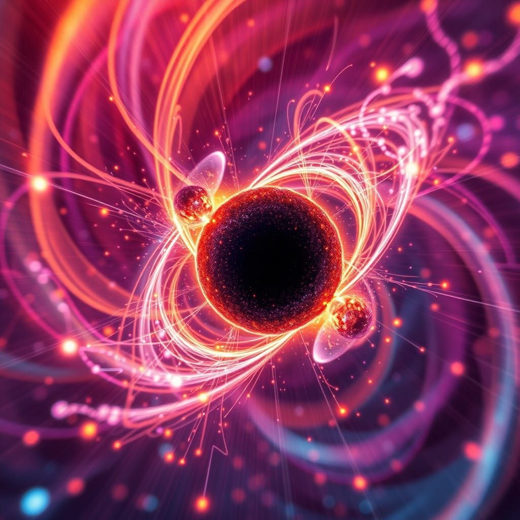 Ultra-detailed long exposure microscopic enhanced image of the splitting of an atom. Boom.