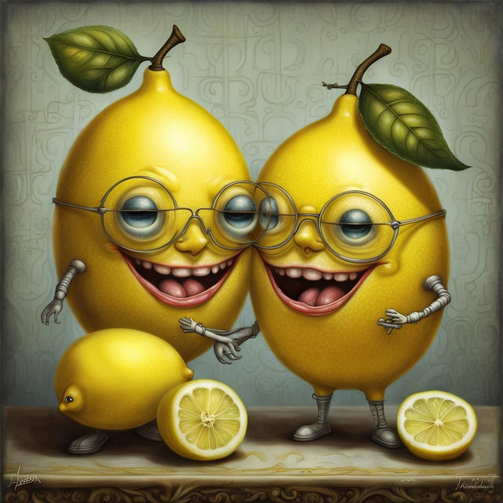 Anthropomorphic Lemons Squeezing: A Surreal Lemon Romance