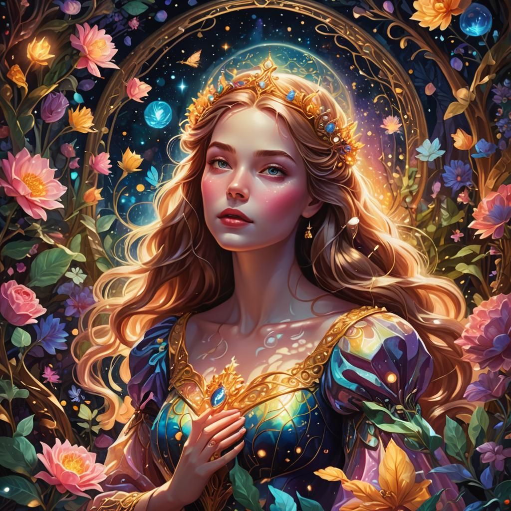 Sleeping Beauty in a Surreal Cosmic Dreamscape