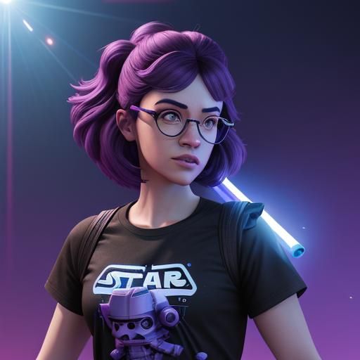 Girl with Lightsaber: Pixar-Style 3D Digital Art