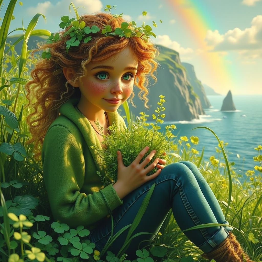 Enchanted Emerald Goddess of Ireland's Whimsical Coast