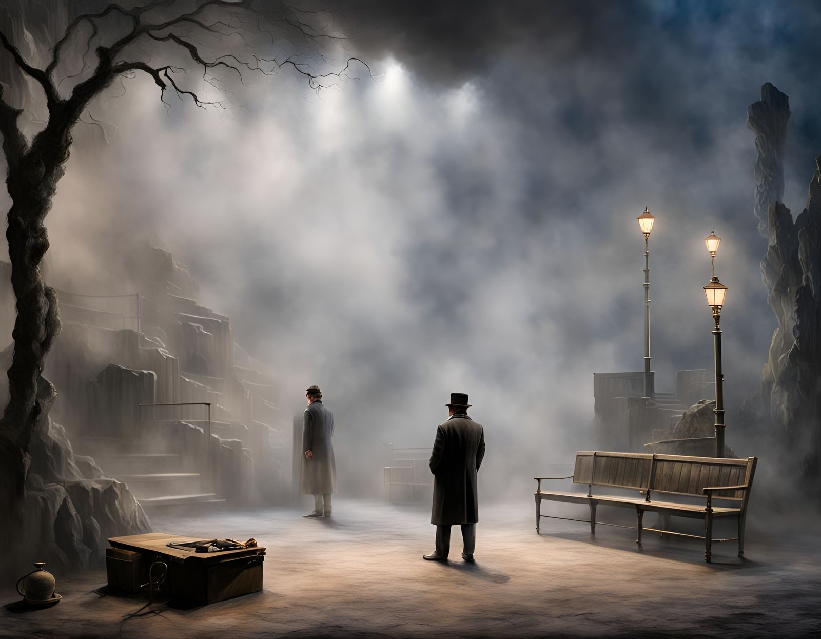 Ethereal Fantasy Stage Inspired by Waiting for Godot