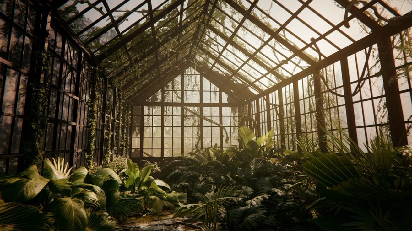 Lush Tropical Plants Overtake Abandoned Greenhouse