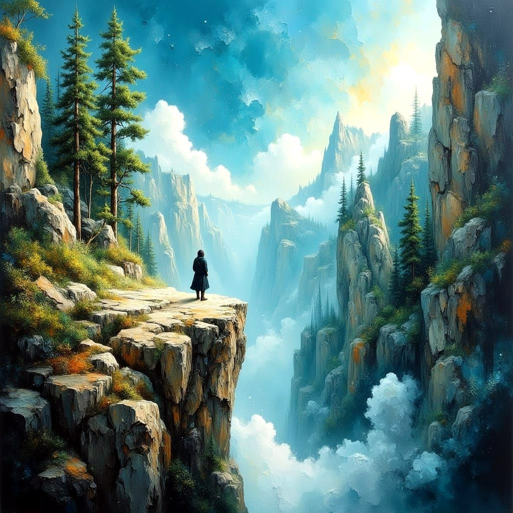 Enchanted Canyon in Oil Painting Style