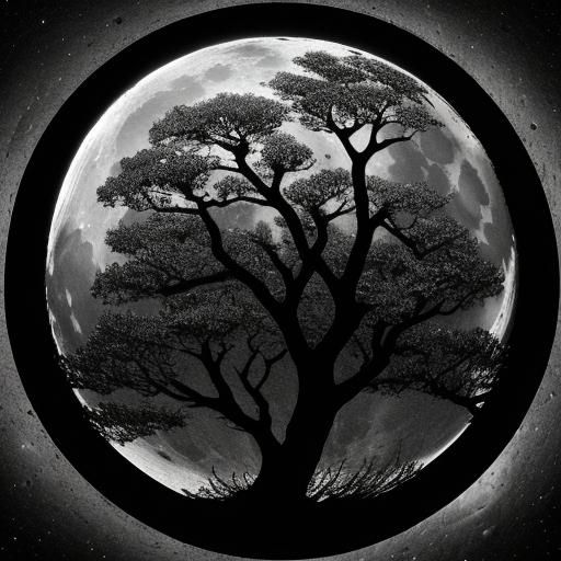 Tree of Life Under Moonlight: Hyperrealistic Digital Art