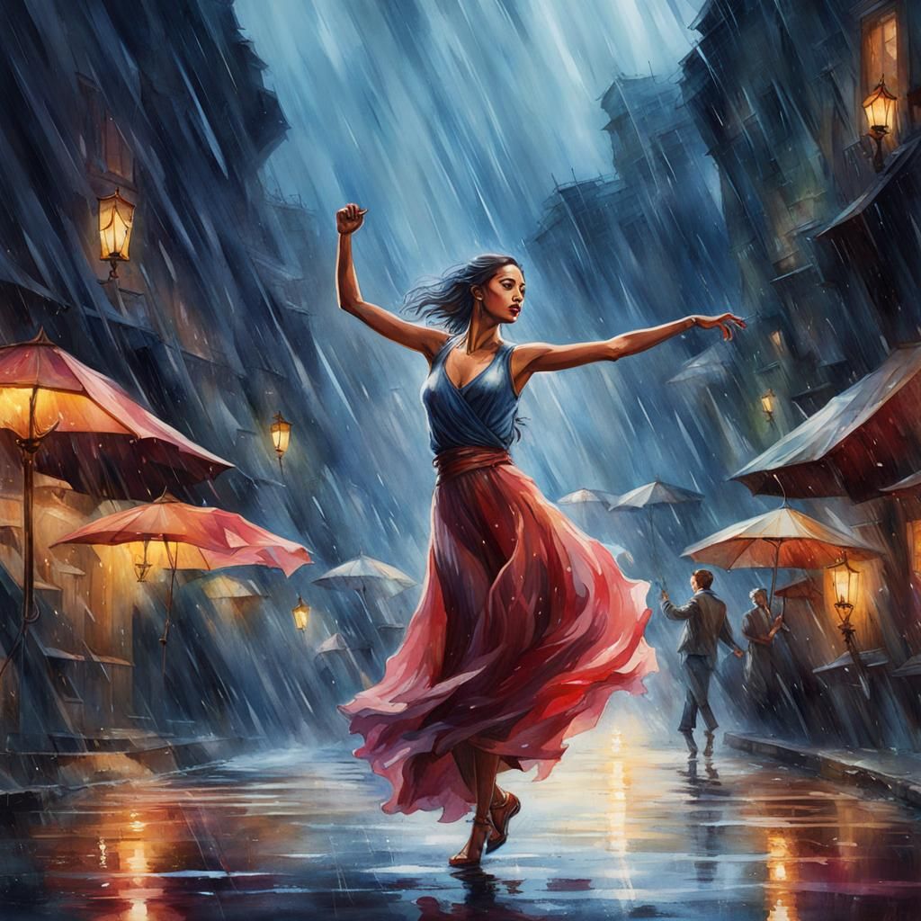 Woman Dancing in Rain