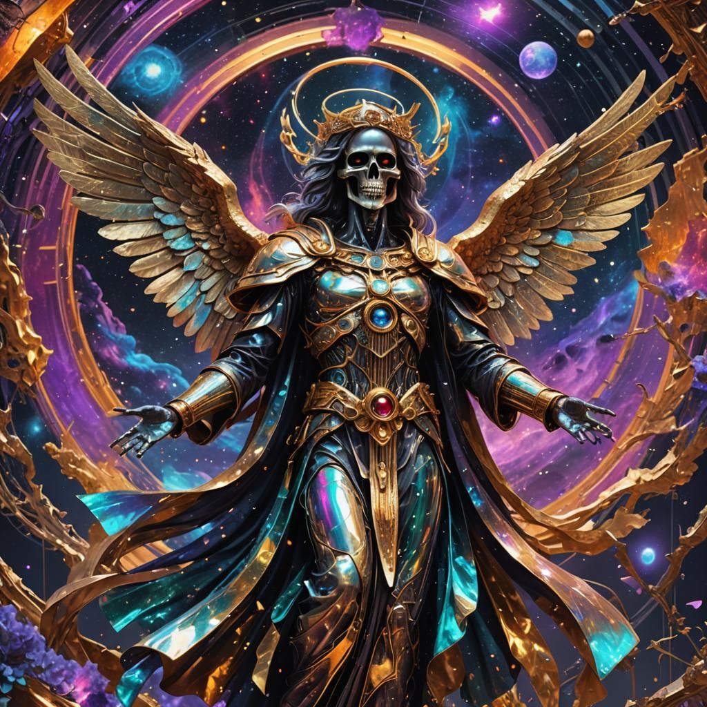 Metallic Angel of Death in Cosmic Astral Art