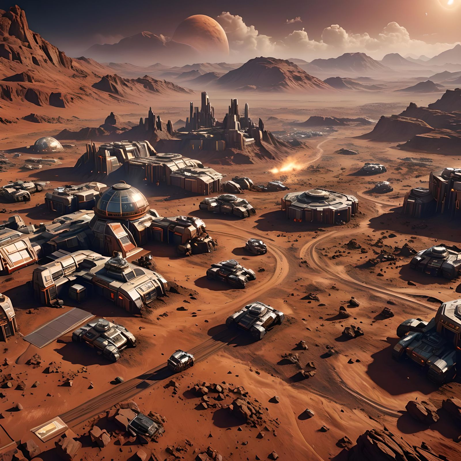 Futuristic City on Mars planet