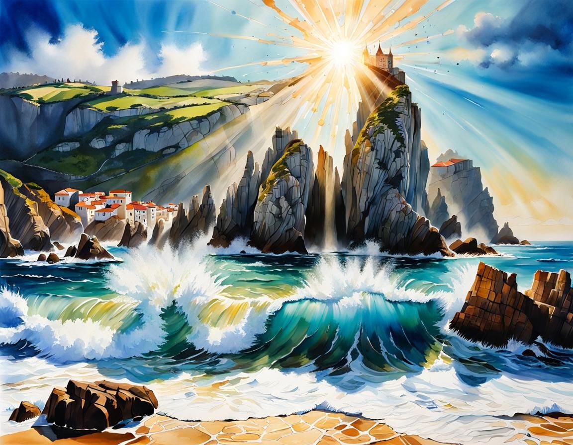 Galician Coast: Abstract Expressionist Ink Art