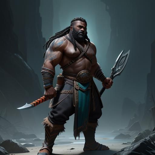 Dwarf Warrior Concept Art in Orange and Teal