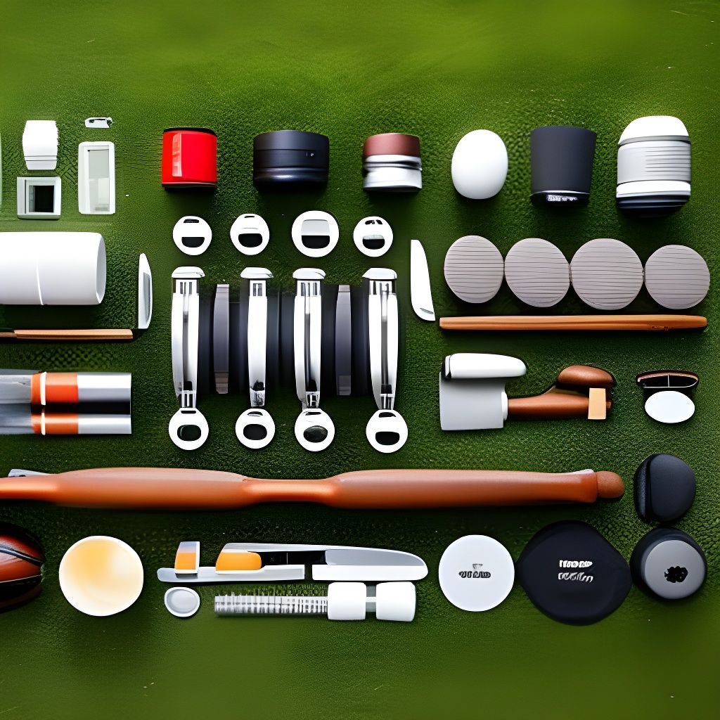 Sports Equipment Knolling on Grass: Professional Photo