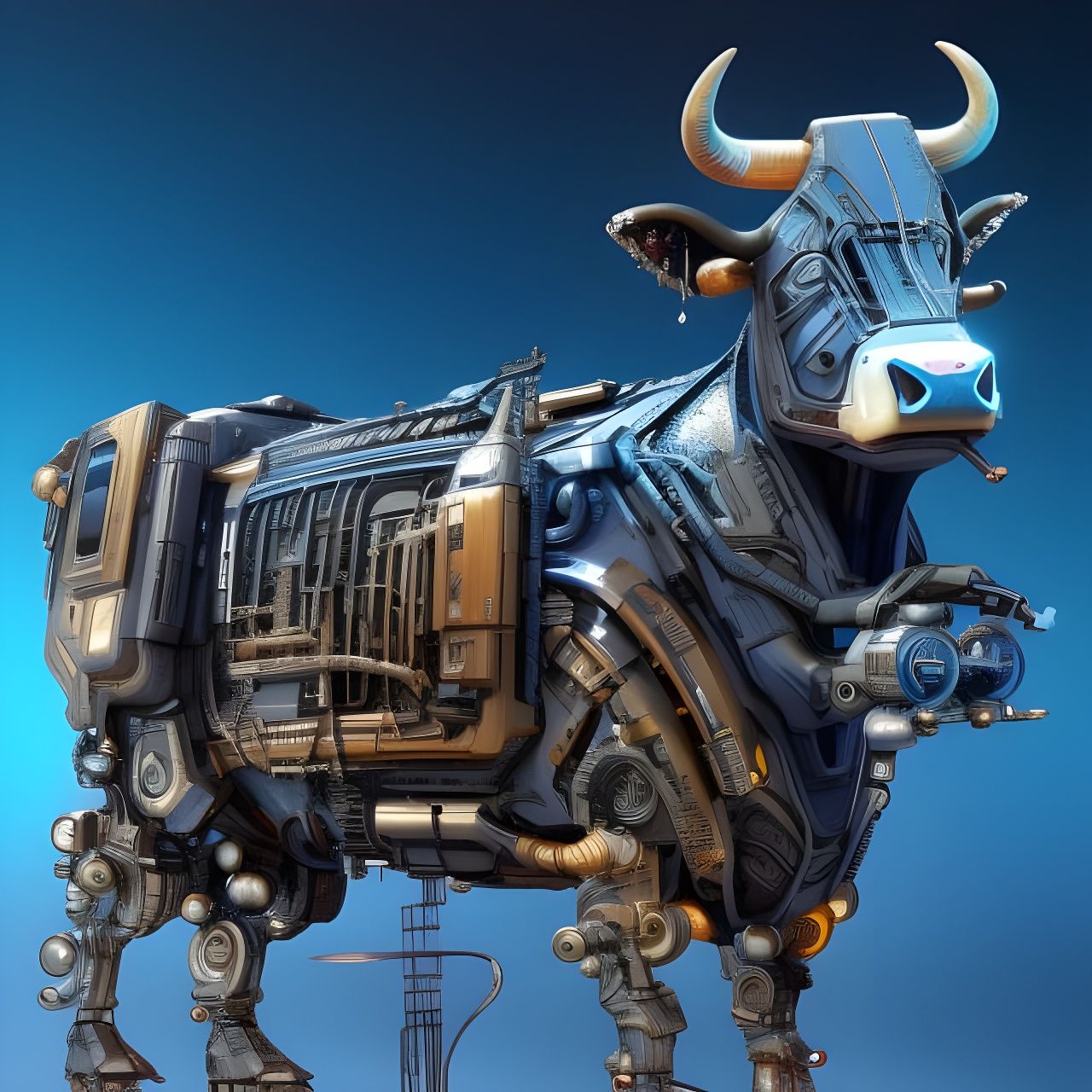 Cyberpunk Cow in Photorealistic Style