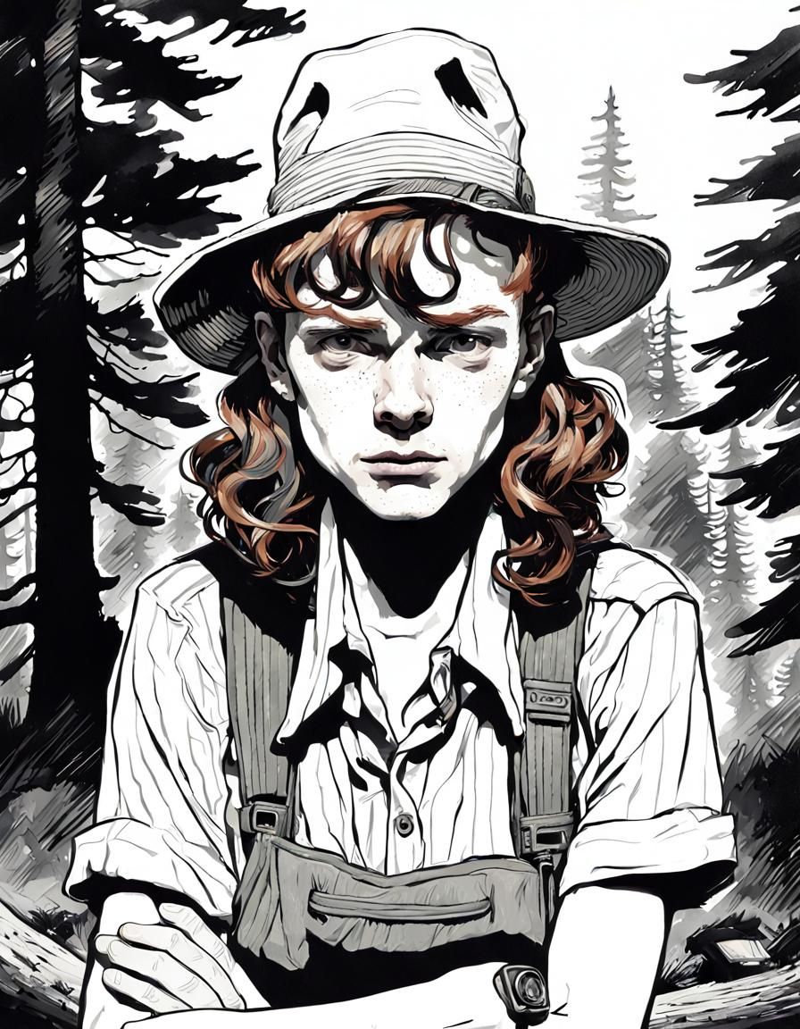 Intimidating Portrait of Ginger-Haired Camp Counselor