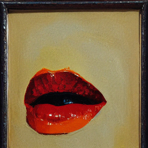 Close-Up Oil Painting of a Woman's Mouth