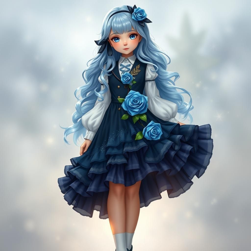 Icy Haired Girl in Dreamy Photorealistic Fantasy