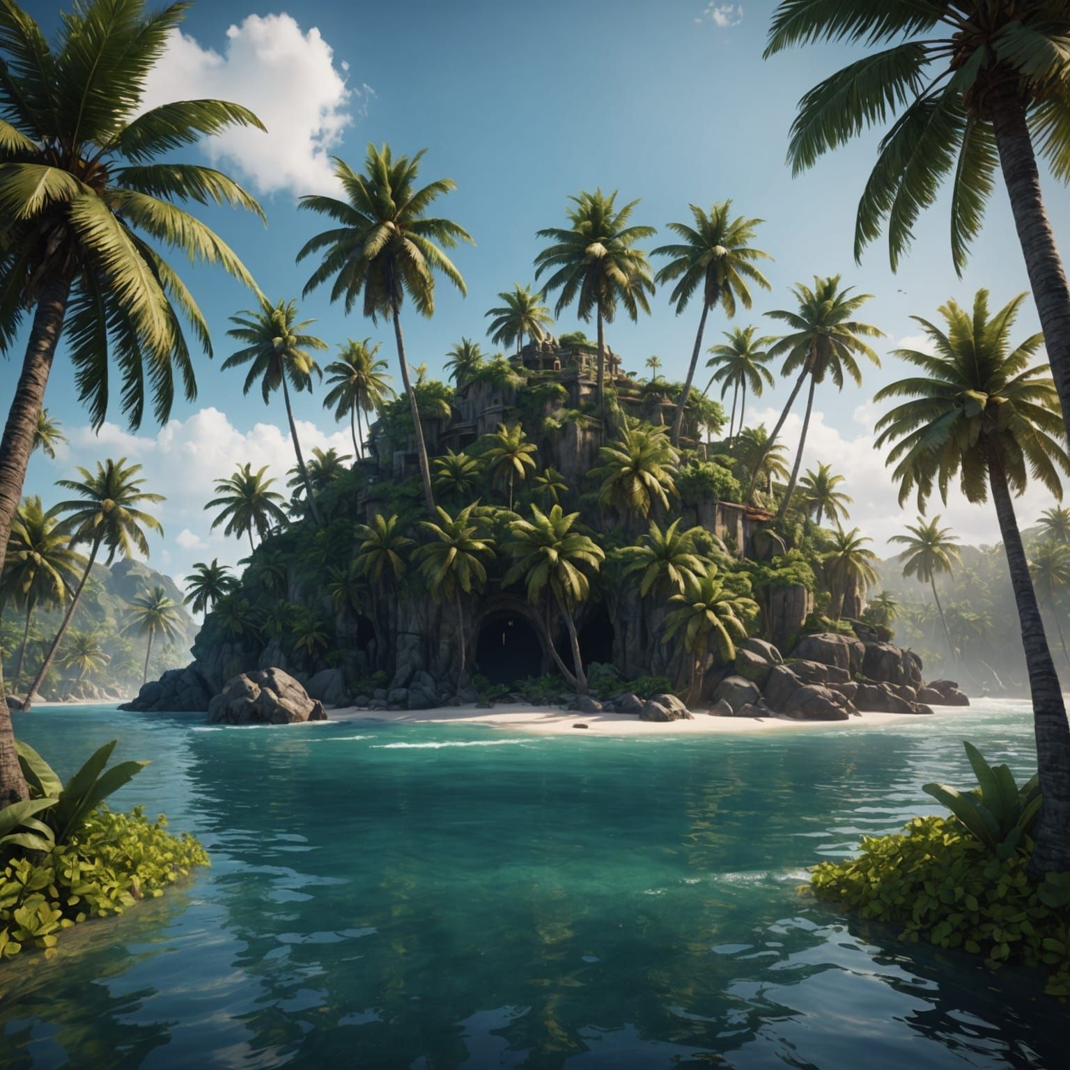 Palm Tree Island: Detailed Matte Painting