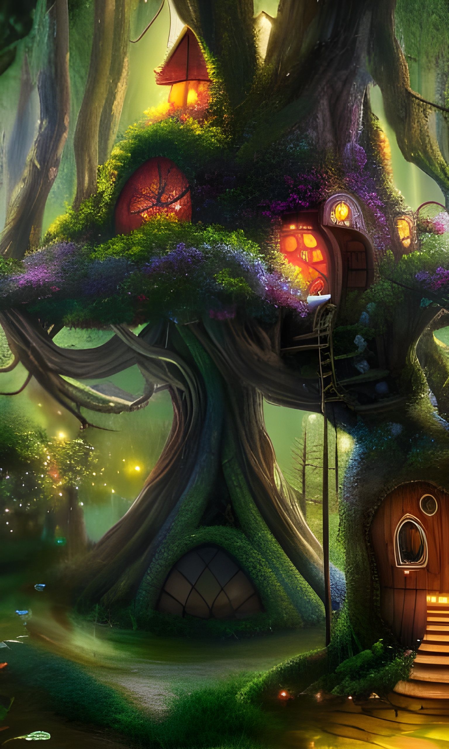 Enchanted Fairy Treehouse in Fantasy Forest