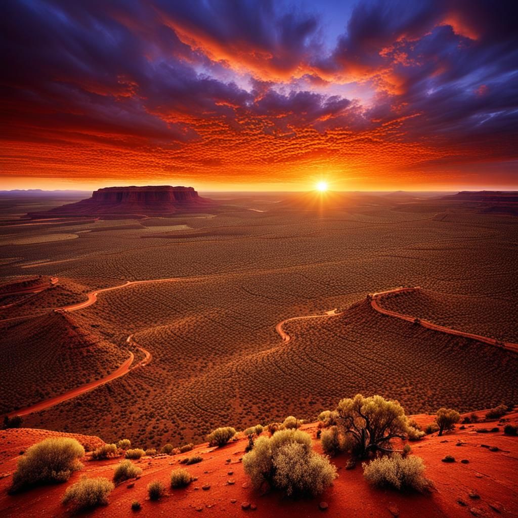 Dramatic Sunset Over the Australian Outback