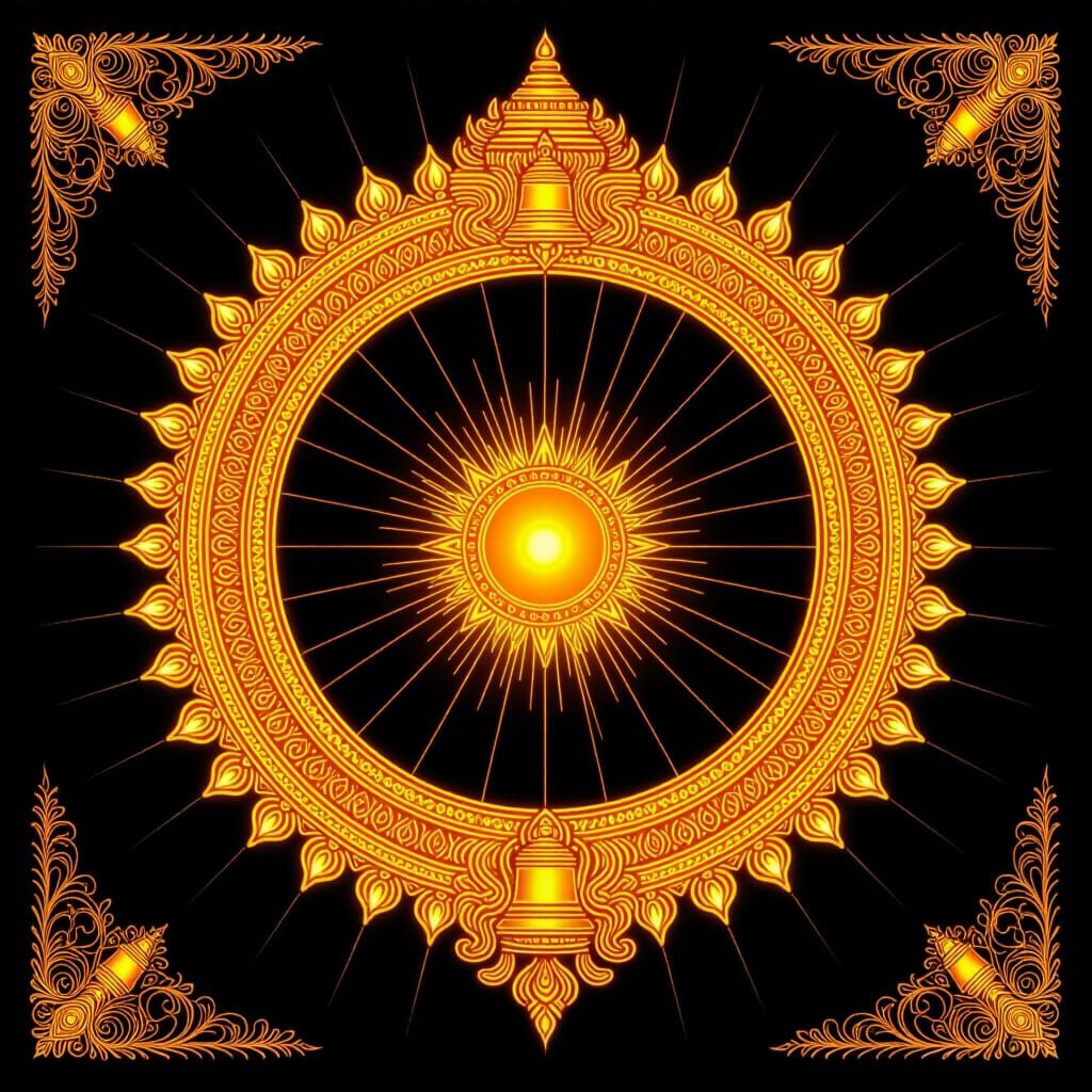 Golden Tanjore Halo with Bioluminescent Arch