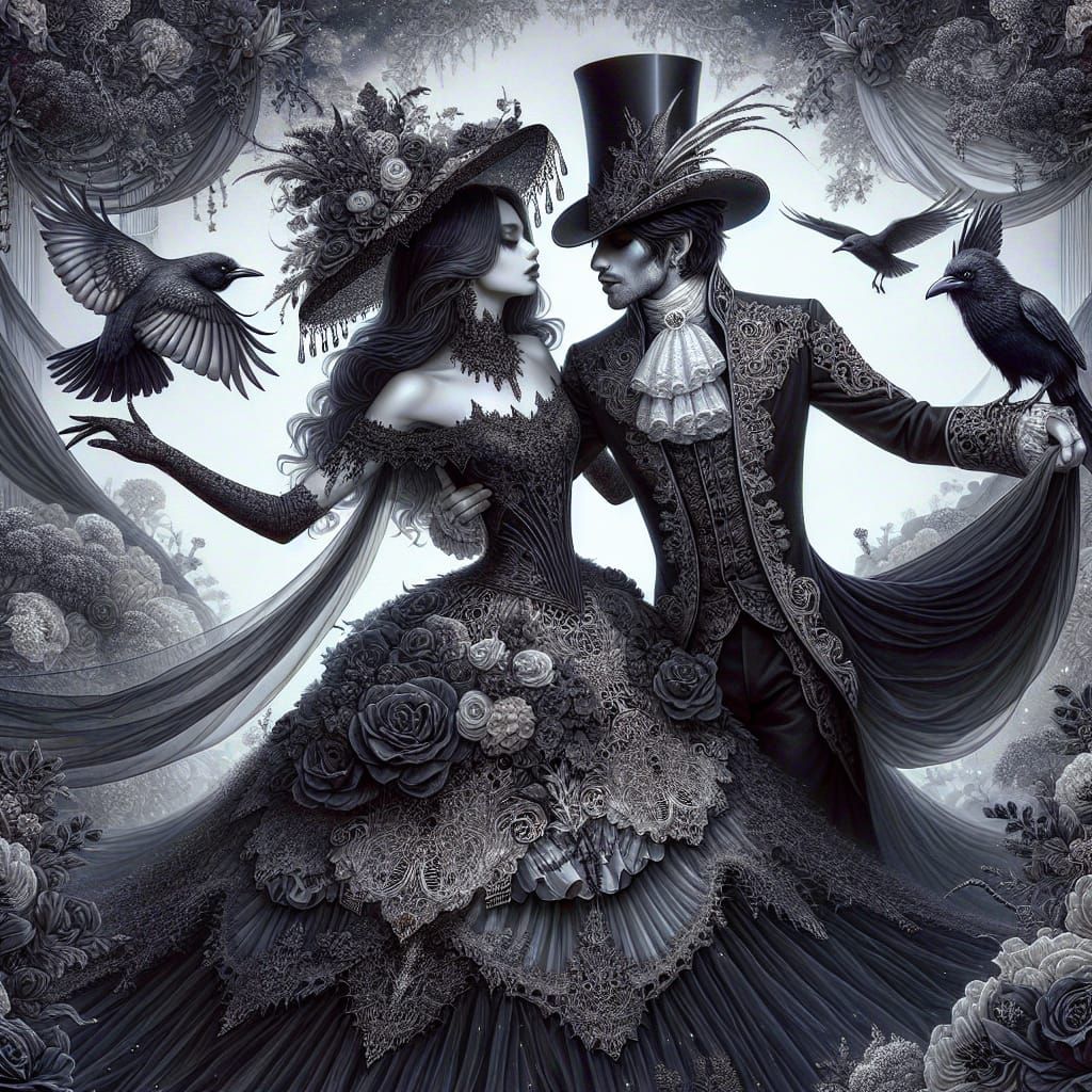 Vampire and Witch Dance in Spectral Ballroom