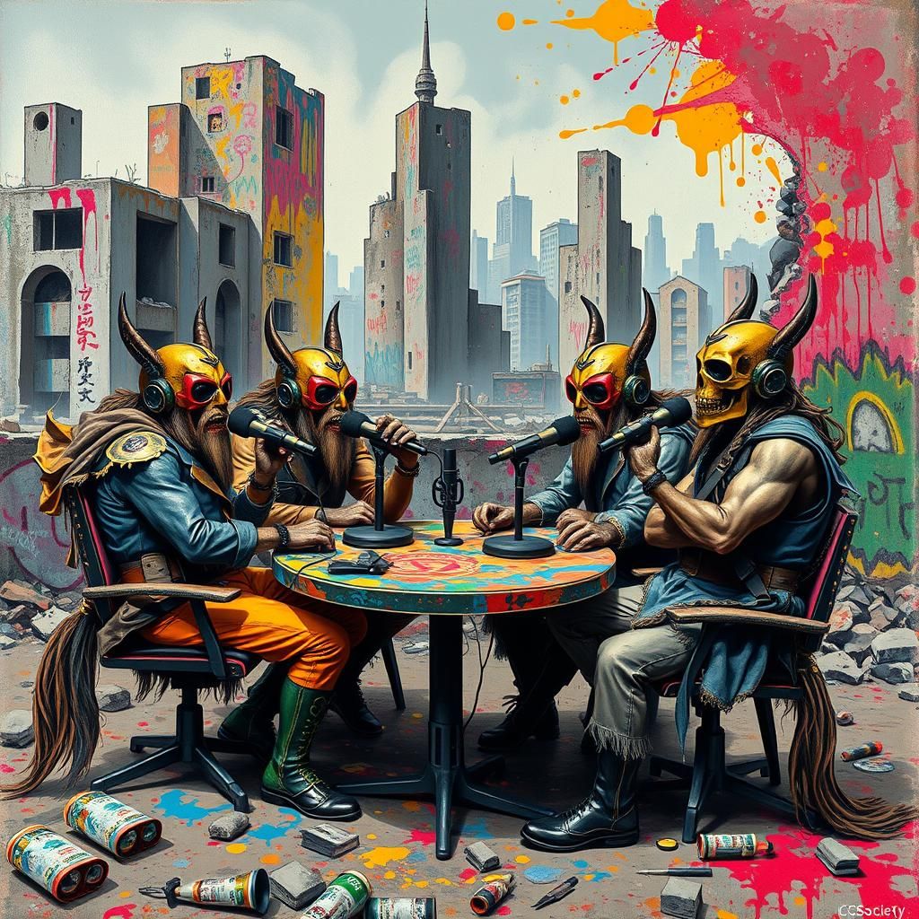 Apocalypse Horsemen Record Podcast in Street Art Style